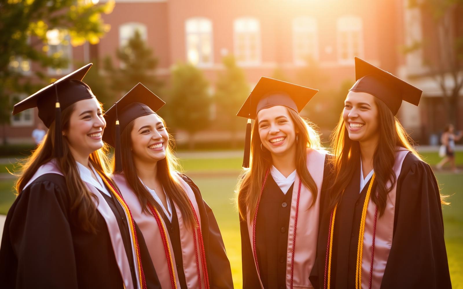 Graduating students celebrating outdoors